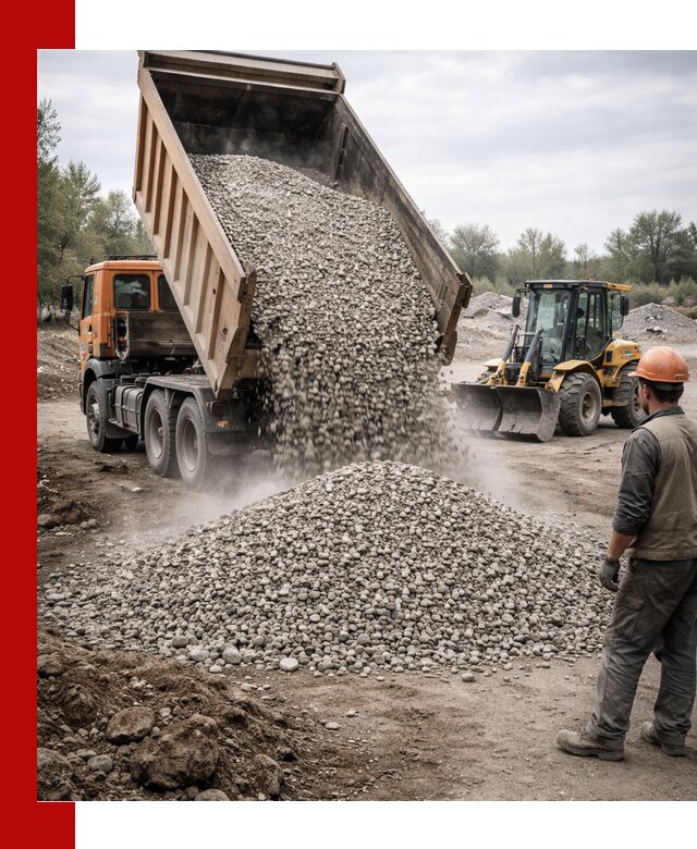 Доставка щебня в Новокуйбышевске крупными и мелкими фракциями