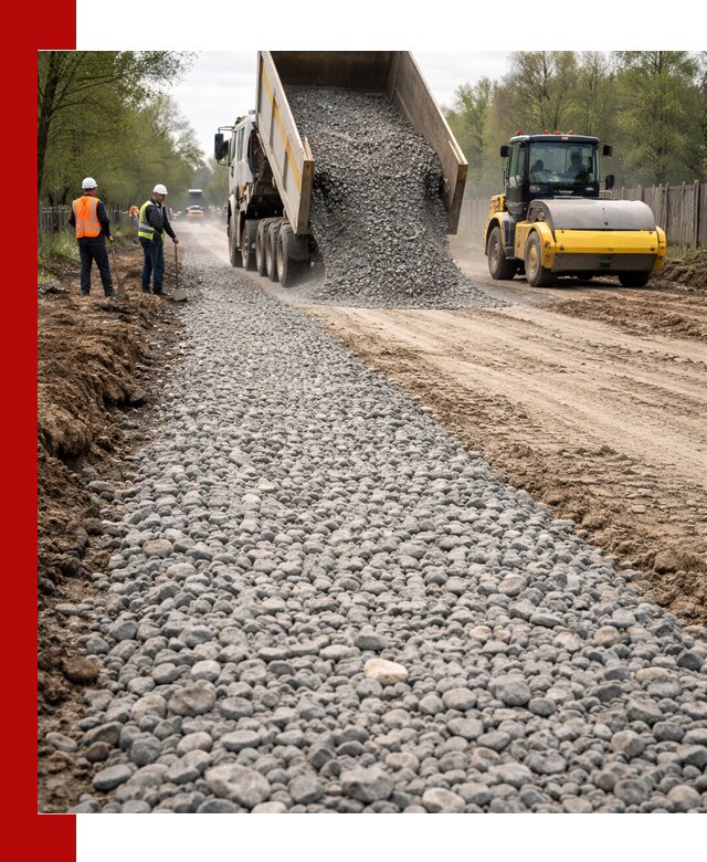Доставка щебня для отсыпки дорог в Новокуйбышевске высокого качества