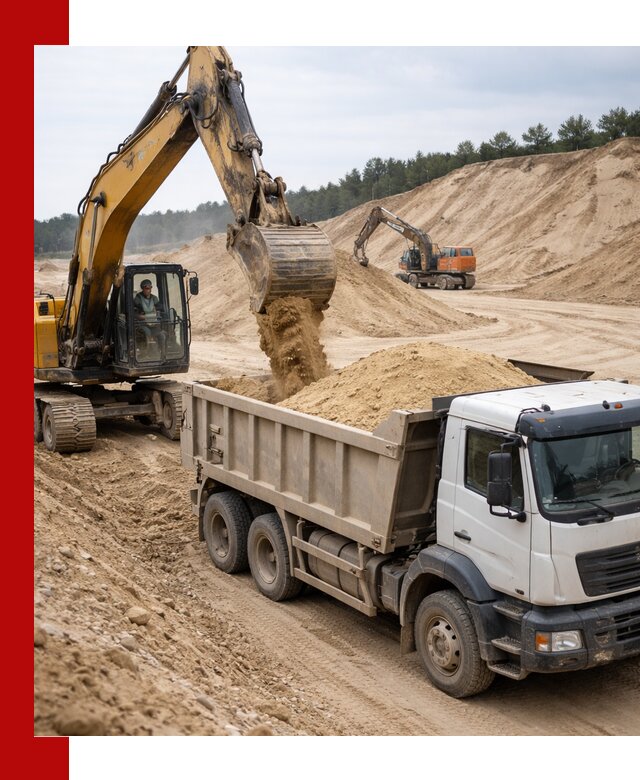 Доставка карьерного песка с самосвалами и разгрузкой в Новокуйбышевске