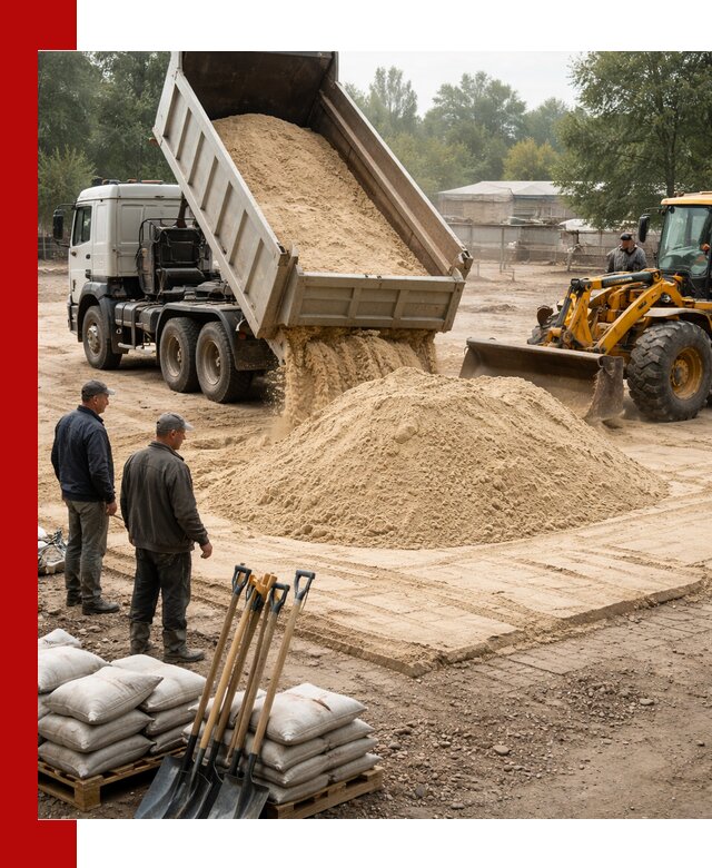 Доставка мытого песка в Новокуйбышевске с самосвалами по выгодной цене