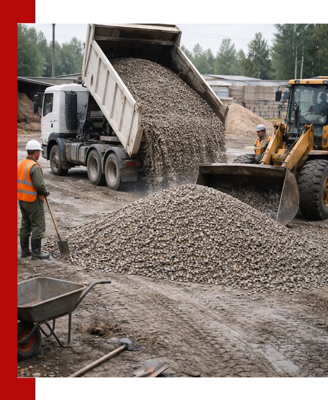 Мытый гравий с доставкой в Новокуйбышевске от карьера до участка