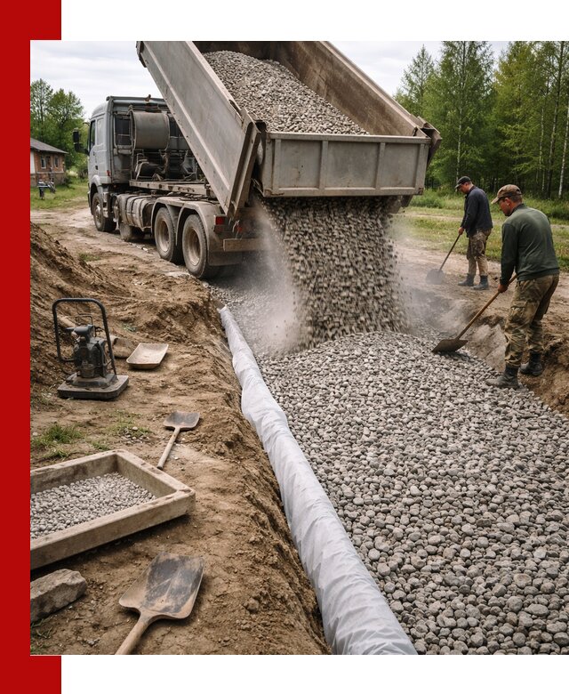 Гравий для дренажа с доставкой в Новокуйбышевске качественный и недорогой
