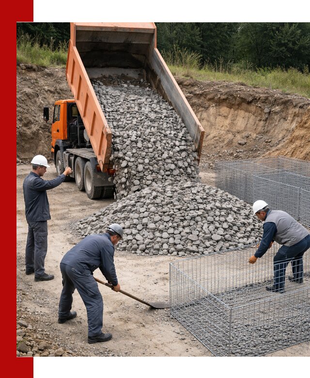 Камень для габионов с доставкой в Новокуйбышевске быстро и надёжно