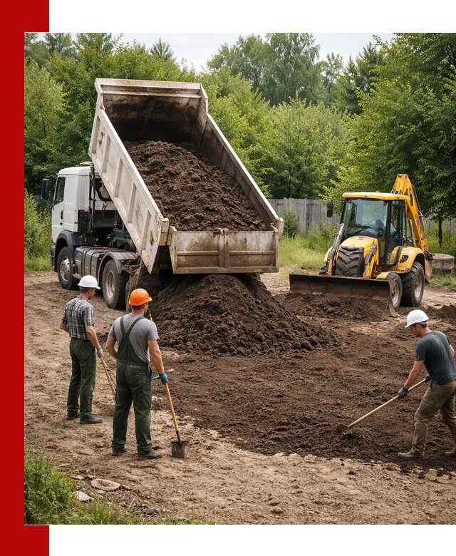 Доставка и укладка грунта для выравнивания участка в Новокуйбышевске