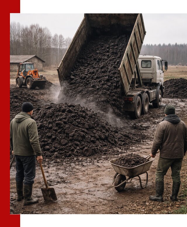 Доставка низинного торфа с разгрузкой и доставкой в Новокуйбышевске