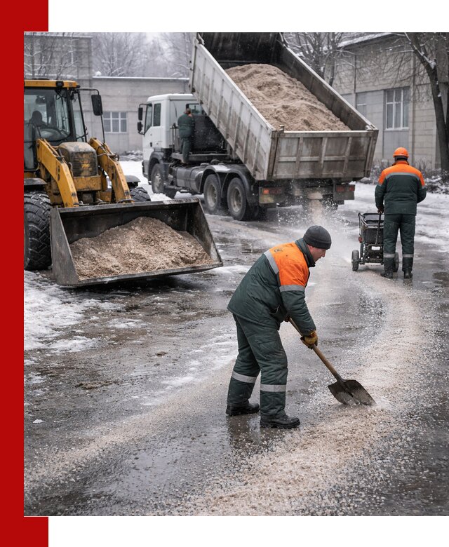 Реагент против гололеда с доставкой и нанесением в Новокуйбышевске