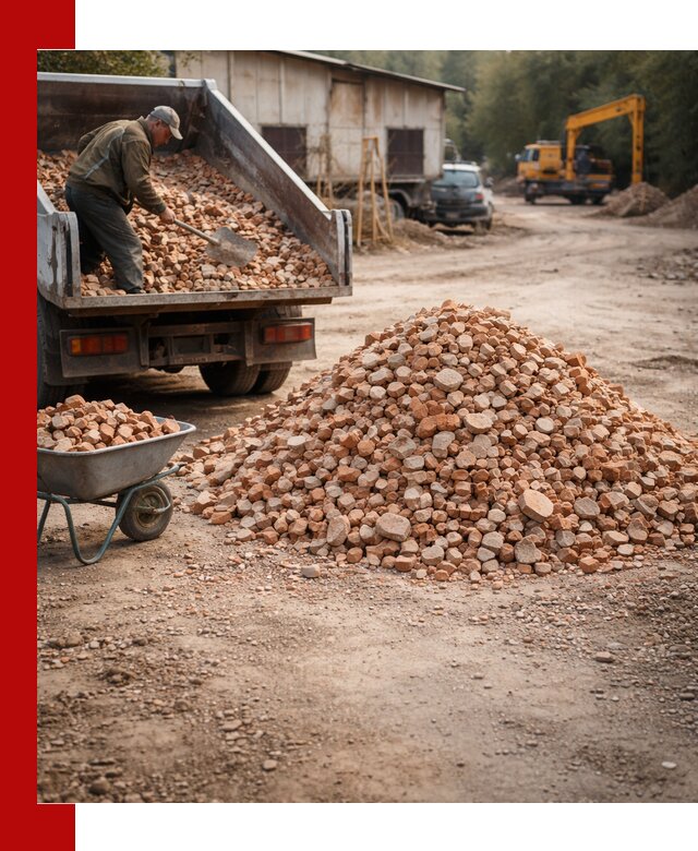 Доставка и подушка из боя кирпича с разгрузкой в Новокуйбышевске