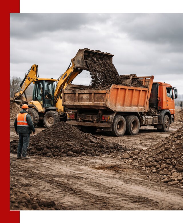 Вывоз грунта и строительного мусора в Новокуйбышевске грузовыми самосвалами