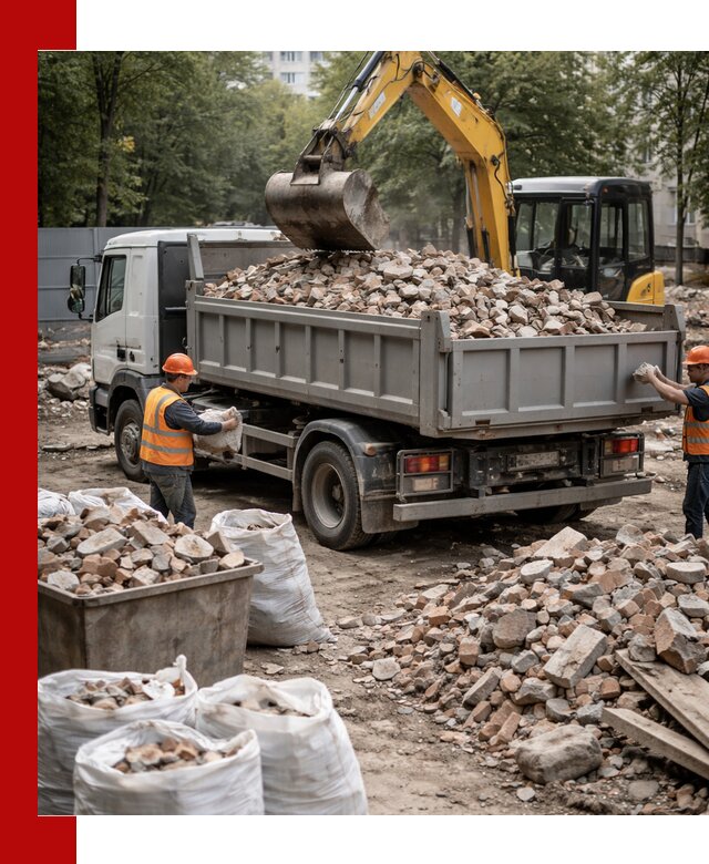 Вывоз строительного мусора в Новокуйбышевске с самосвалами и контейнерами